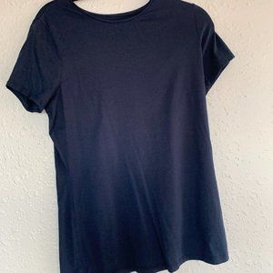 LANDS' END Navy Blue Basic Short Sleeve T-Shirt